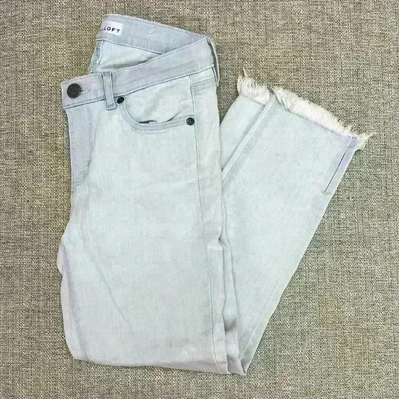 Loft Modern Skinny Jeans with Frayed Hem - Picture 2 of 7